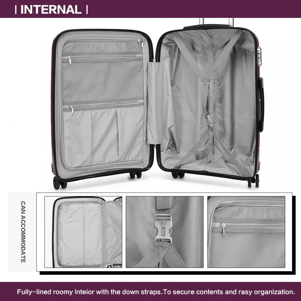 Kono 20/24/28” Hard Shell PP Suitcase Set - Purple