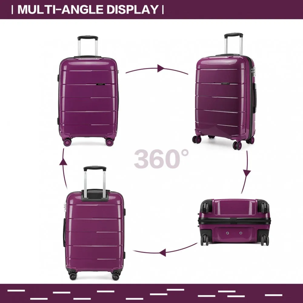 Kono 20/24/28” Hard Shell PP Suitcase Set - Purple