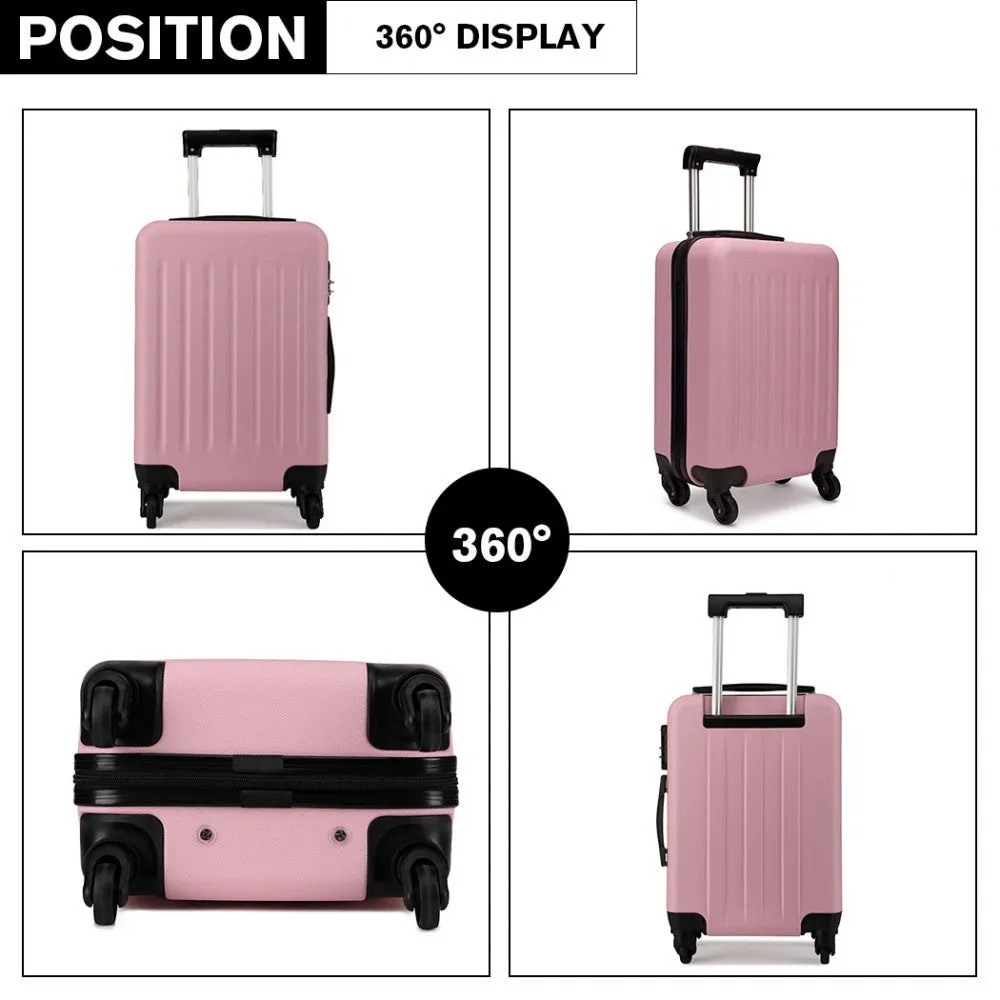 Kono 20/24/28 Inch Abs Hard Shell Luggage 4 Wheel Spinner Suitcase Set - Pink
