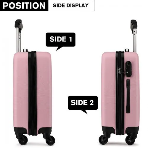 Kono 20/24/28 Inch Abs Hard Shell Luggage 4 Wheel Spinner Suitcase Set - Pink
