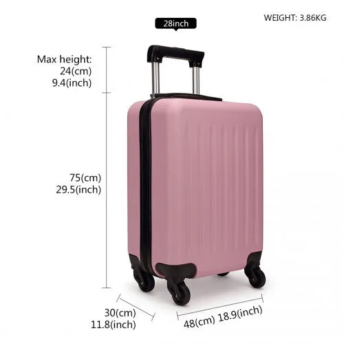 Kono 20/24/28 Inch Abs Hard Shell Luggage 4 Wheel Spinner Suitcase Set - Pink
