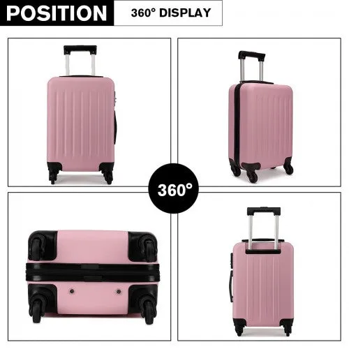 Kono 20/24/28 Inch Abs Hard Shell Luggage 4 Wheel Spinner Suitcase Set - Pink