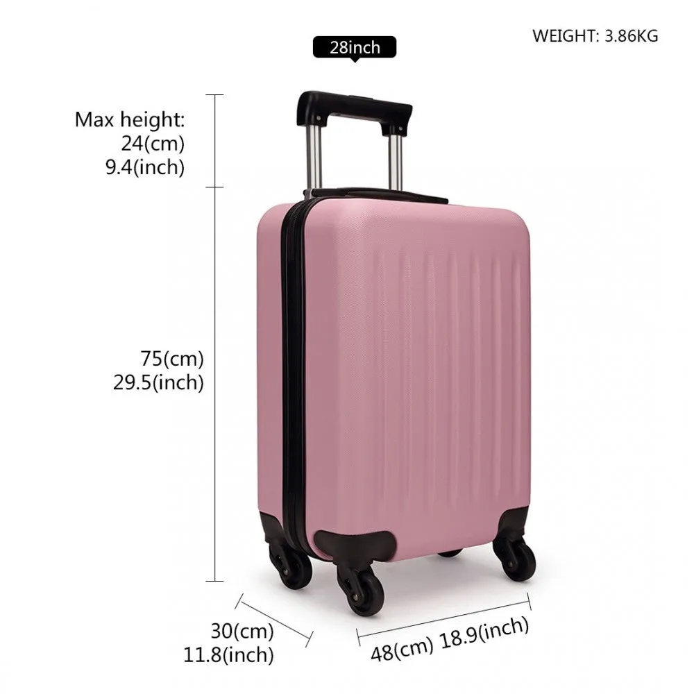 Kono 20/24/28 Inch Abs Hard Shell Luggage 4 Wheel Spinner Suitcase Set - Pink