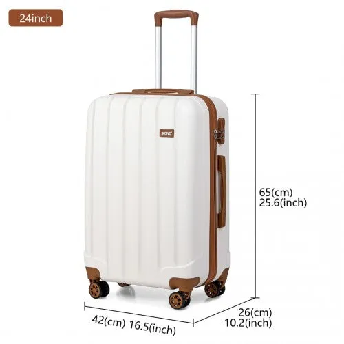 Kono 24 Inch Abs Hard Shell Suitcase Luggage - Cream