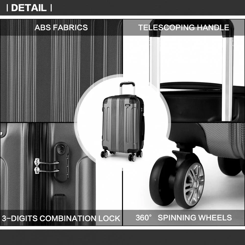Kono 24 Inch Abs Hard Shell Suitcase Luggage - Grey