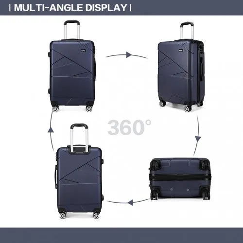 Kono 24 Inch Bandage Effect Hard Shell Suitcase - Navy
