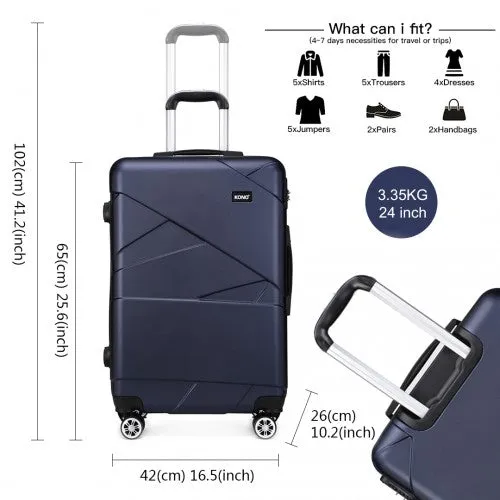 Kono 24 Inch Bandage Effect Hard Shell Suitcase - Navy