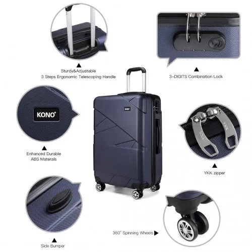 Kono 24 Inch Bandage Effect Hard Shell Suitcase - Navy