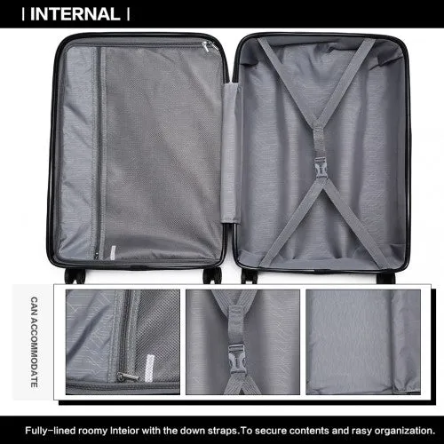 Kono 24 Inch Bright Hard Shell Pp Suitcase - Classic Collection - Black