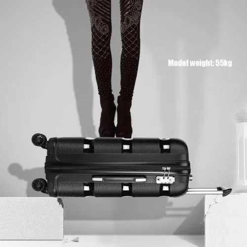 Kono 24 Inch Bright Hard Shell Pp Suitcase - Classic Collection - Black