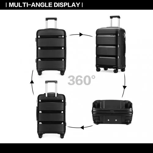 Kono 24 Inch Bright Hard Shell Pp Suitcase - Classic Collection - Black