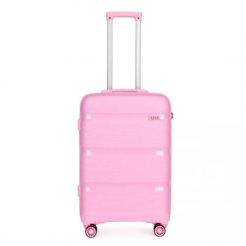 Kono 24 Inch Bright Hard Shell Pp Suitcase - Classic Collection - Pink
