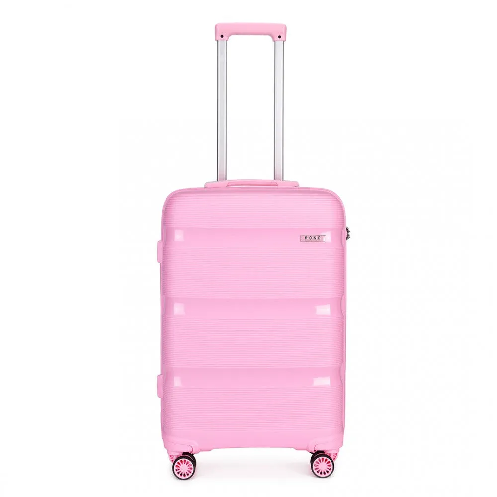 Kono 24 Inch Bright Hard Shell Pp Suitcase - Classic Collection - Pink