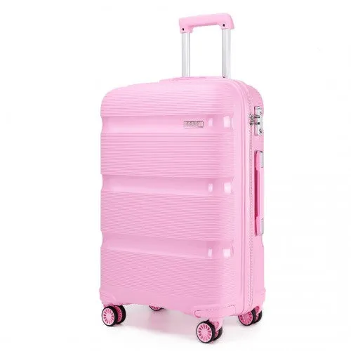 Kono 24 Inch Bright Hard Shell Pp Suitcase - Classic Collection - Pink