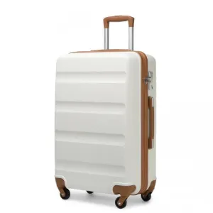 Kono 24 Inch Check In Luggage - Streamlined Abs Hardshell Suitcase With Secure TSA Lock - Cream