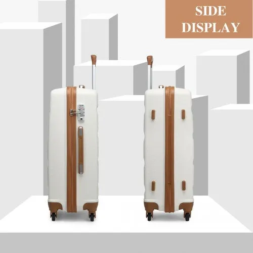 Kono 24 Inch Check In Luggage - Streamlined Abs Hardshell Suitcase With Secure TSA Lock - Cream