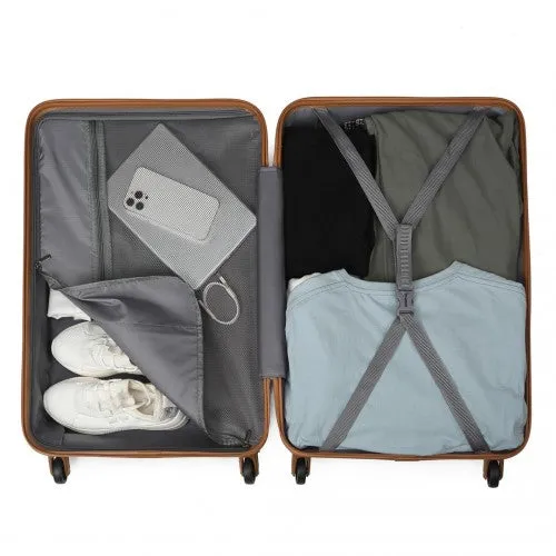 Kono 24 Inch Check In Luggage - Streamlined Abs Hardshell Suitcase With Secure TSA Lock - Cream