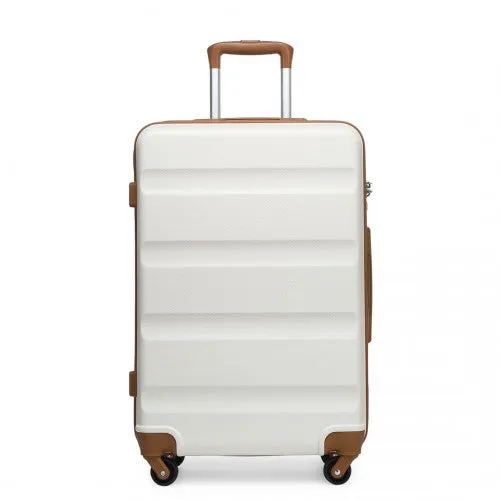 Kono 24 Inch Check In Luggage - Streamlined Abs Hardshell Suitcase With Secure TSA Lock - Cream