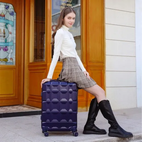 Kono 24 Inch Lightweight Hard Shell Abs Suitcase With TSA Lock - Navy