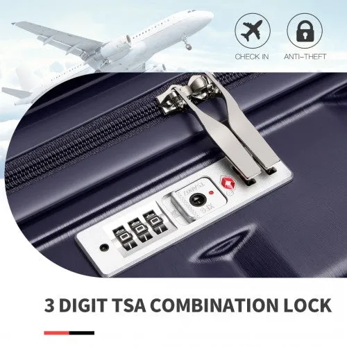 Kono 24 Inch Lightweight Hard Shell Abs Suitcase With TSA Lock - Navy