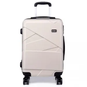 Kono 28 Inch Bandage Effect Hard Shell Suitcase - Beige