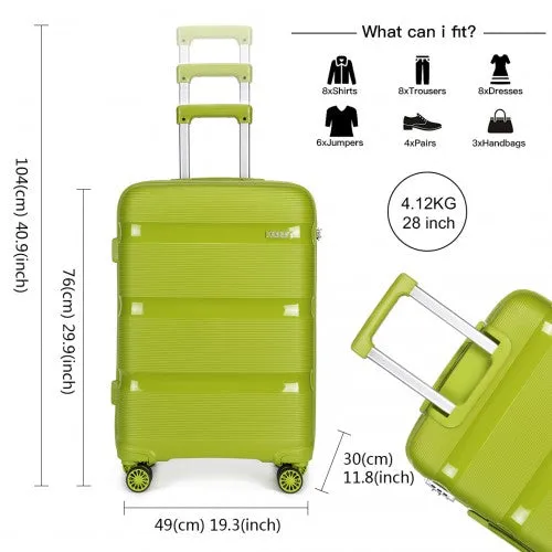Kono 28 Inch Bright Hard Shell Pp Suitcase - Classic Collection - Green