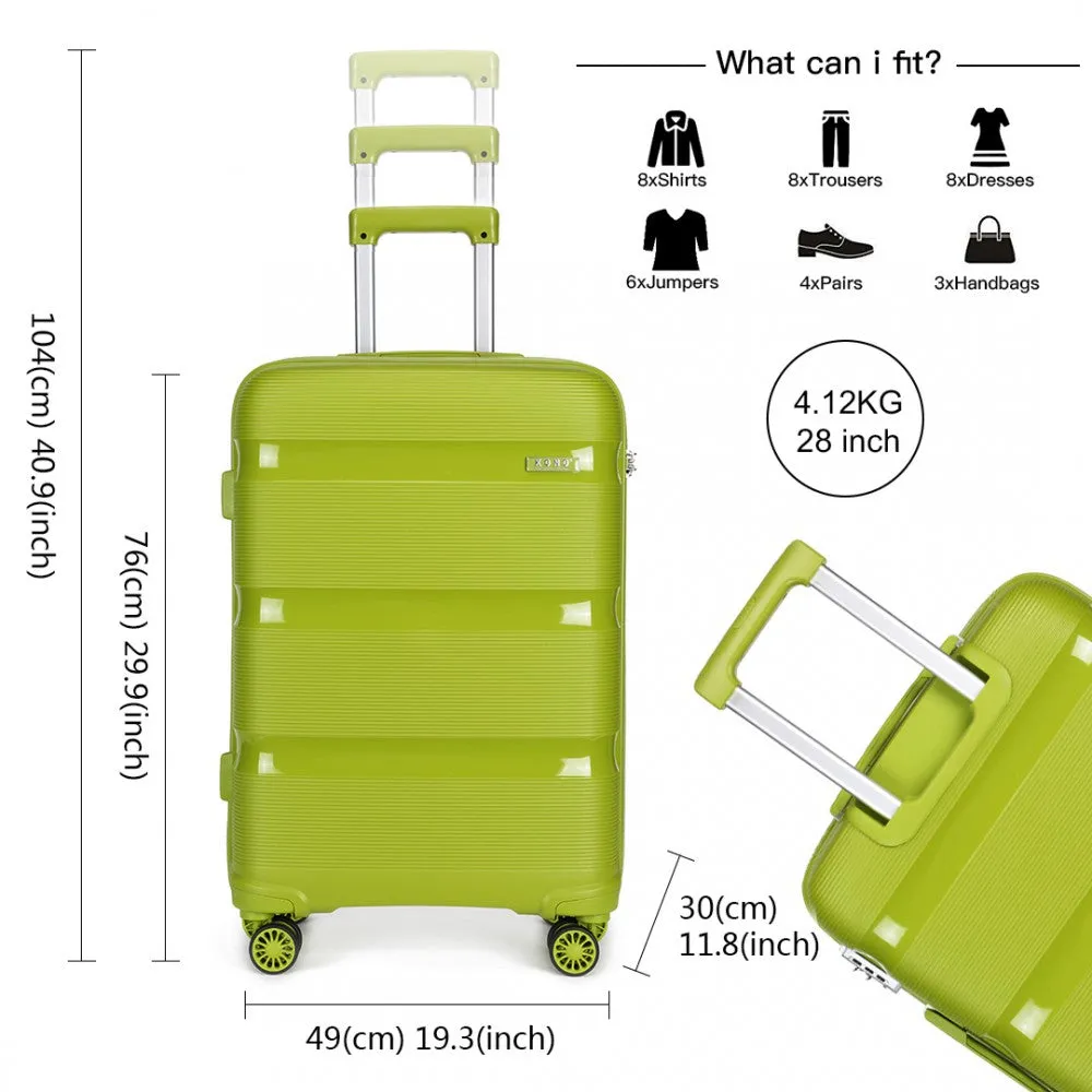 Kono 28 Inch Bright Hard Shell Pp Suitcase - Classic Collection - Green