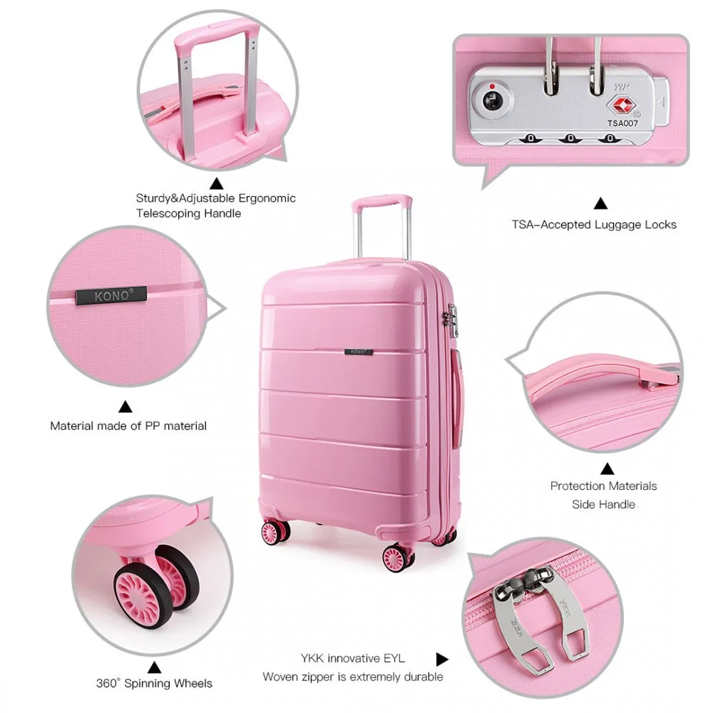 Kono 28 Inch Hard Shell PP Suitcase - Pink