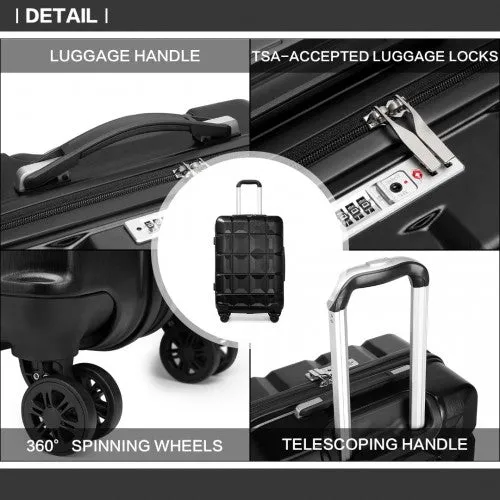Kono 28 Inch Lightweight Hard Shell Abs Suitcase With TSA Lock - Black