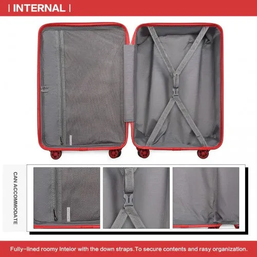 Kono 28 Inch Lightweight Hard Shell Abs Suitcase With TSA Lock - Red