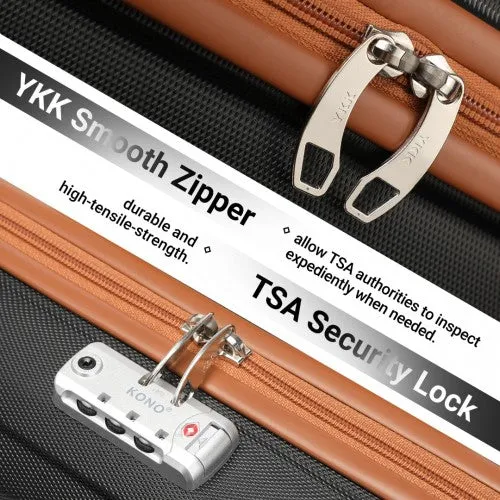 Kono ABS 16 Inch Sculpted Horizontal Design Cabin Luggage - Black And Brown
