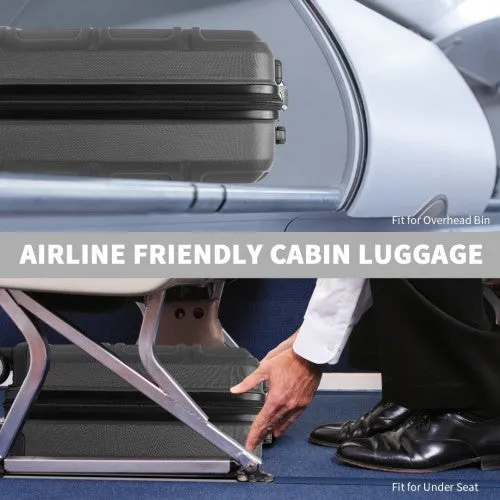 Kono ABS 16 Inch Sculpted Horizontal Design Cabin Luggage - Grey