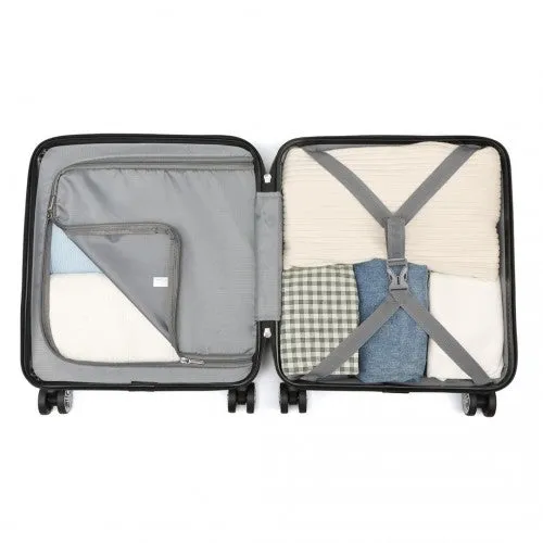 Kono ABS 16 Inch Sculpted Horizontal Design Cabin Luggage - Grey