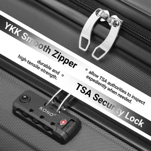 Kono ABS 16 Inch Sculpted Horizontal Design Cabin Luggage - Grey