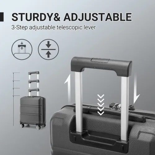 Kono ABS 16 Inch Sculpted Horizontal Design Cabin Luggage - Grey