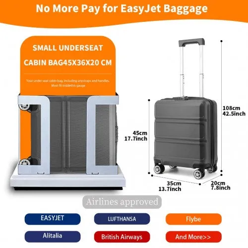 Kono ABS 16 Inch Sculpted Horizontal Design Cabin Luggage - Grey