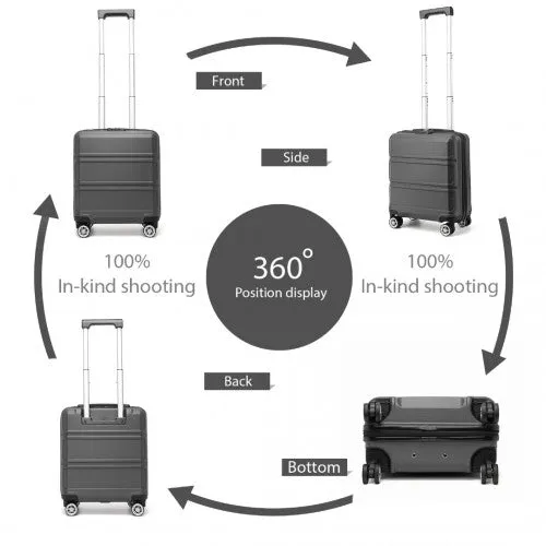 Kono ABS 16 Inch Sculpted Horizontal Design Cabin Luggage - Grey