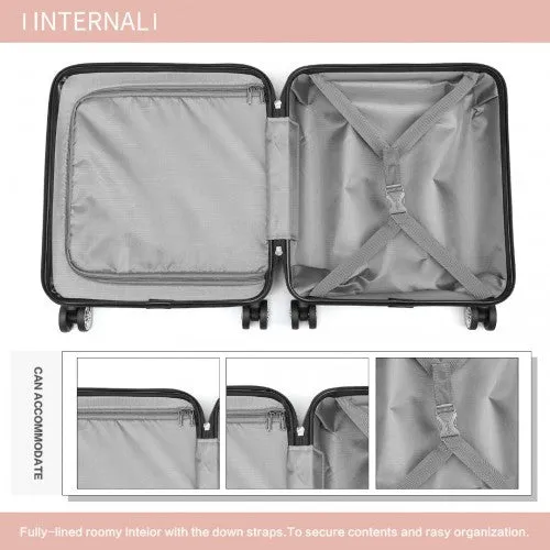 Kono ABS 16 Inch Sculpted Horizontal Design Cabin Luggage - Nude