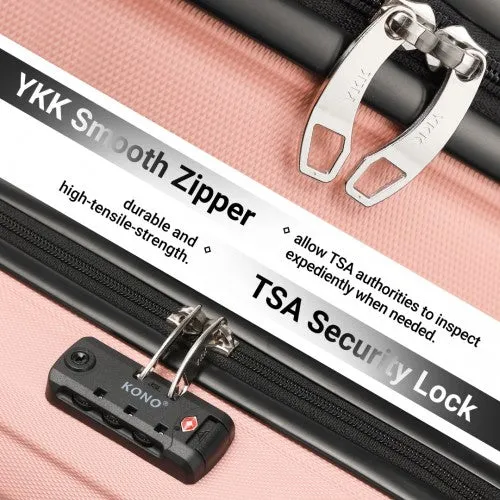 Kono ABS 16 Inch Sculpted Horizontal Design Cabin Luggage - Nude