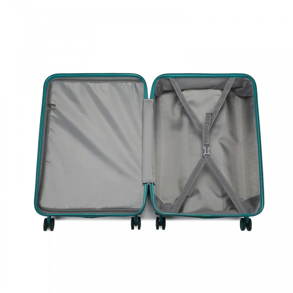 Kono Abs 20 Inch Sculpted Horizontal Design Cabin Luggage - Teal
