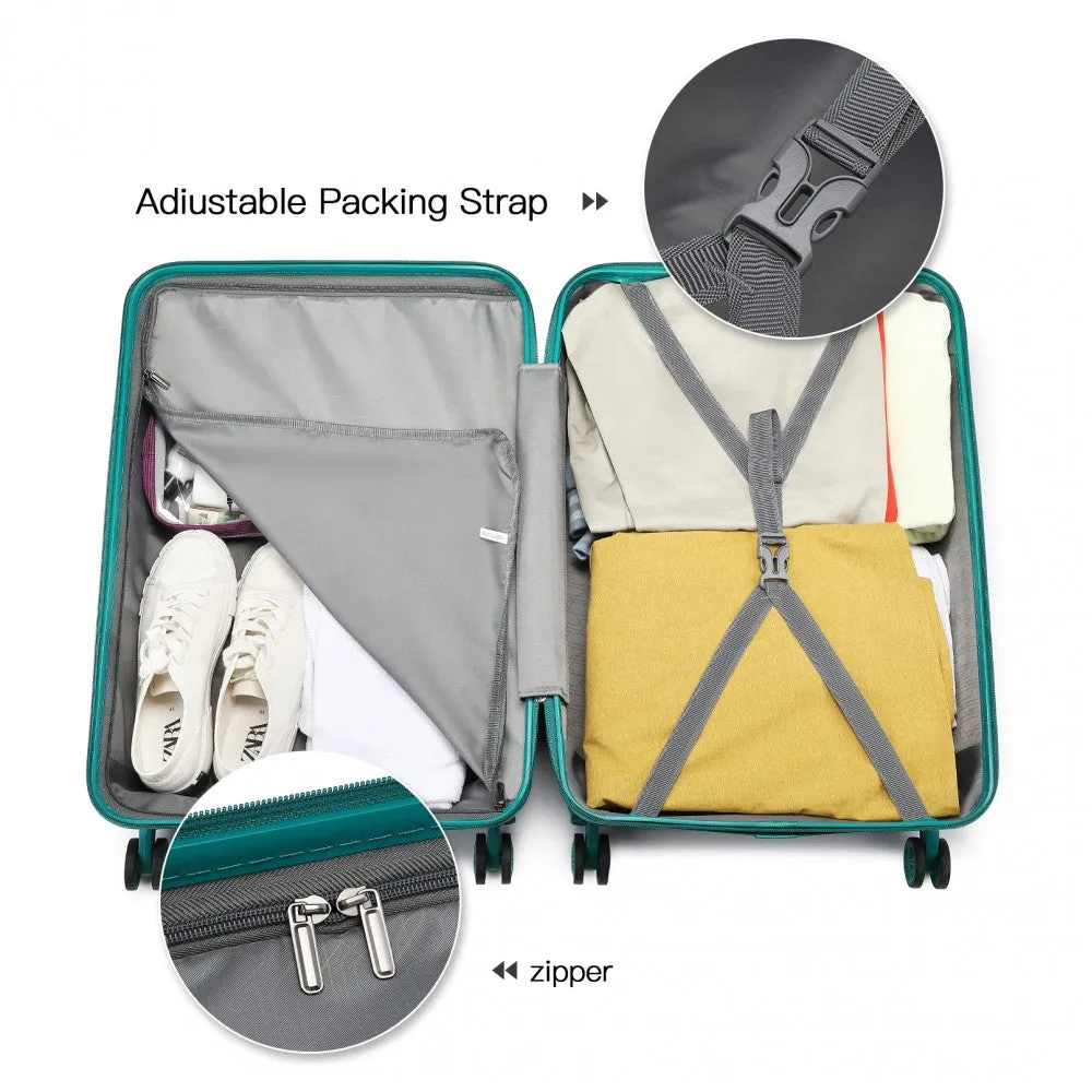 Kono Abs 20 Inch Sculpted Horizontal Design Cabin Luggage - Teal