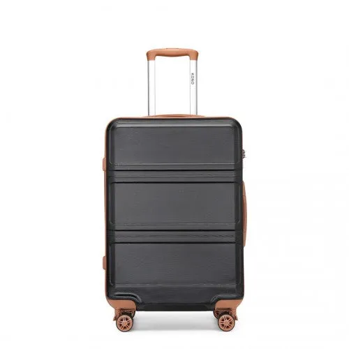 Kono Abs 28 Inch Sculpted Horizontal Design Cabin Luggage - Black And Brown