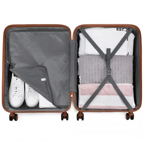 Kono Abs 28 Inch Sculpted Horizontal Design Cabin Luggage - Black And Brown