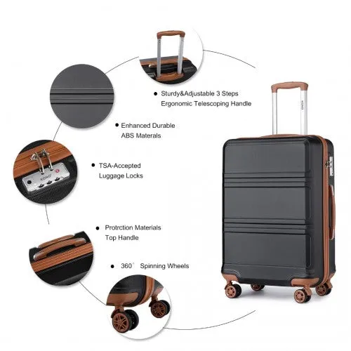 Kono Abs 28 Inch Sculpted Horizontal Design Cabin Luggage - Black And Brown