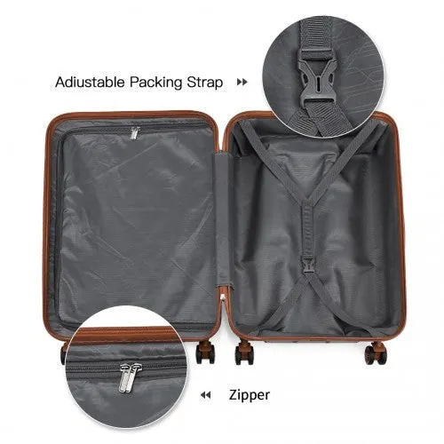 Kono Abs 28 Inch Sculpted Horizontal Design Cabin Luggage - Black And Brown