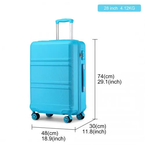 Kono Abs 28 Inch Sculpted Horizontal Design Suitcase - Blue