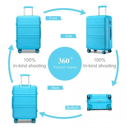Kono Abs 28 Inch Sculpted Horizontal Design Suitcase - Blue