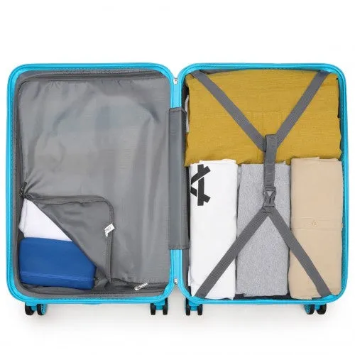 Kono Abs 28 Inch Sculpted Horizontal Design Suitcase - Blue