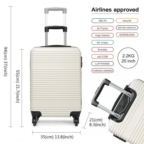 Kono Abs Hard Shell Carry On Suitcase - White