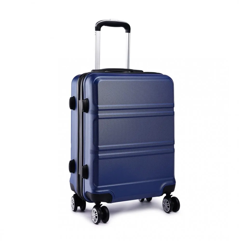 Kono Abs Sculpted Horizontal Design 20 Inch Cabin Luggage - Navy Blue